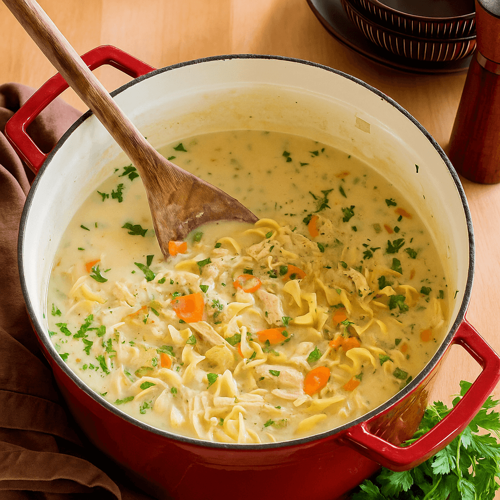 Secrets to Silky Creamy Chicken Noodle Soup: Thicken with Flour & Cream